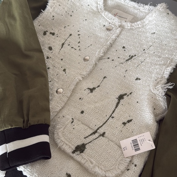 Anthropologie Paint Splatter Tweed Bomber Jacket - Picture 4 of 6